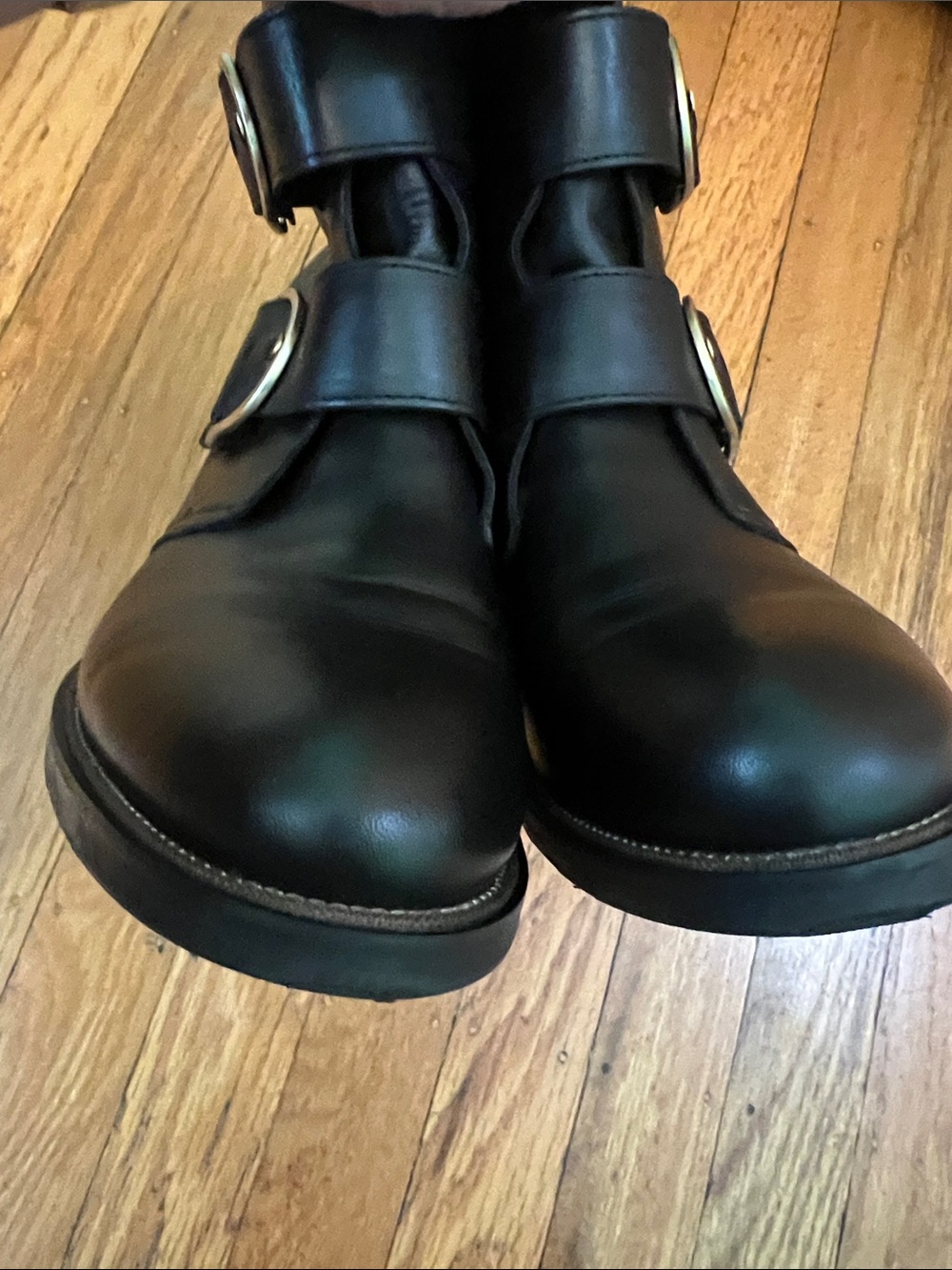 Tommy Hilfiger Black Leather Double-Buckle Ankle Boots Excellent Condition! - Picture 7 of 8